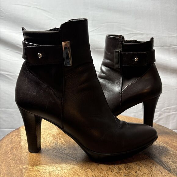 Aquatalia Womens Brown SZ 8 Vera Gomma Italian Lleather Ankle Booties Cushioned - Picture 1 of 12